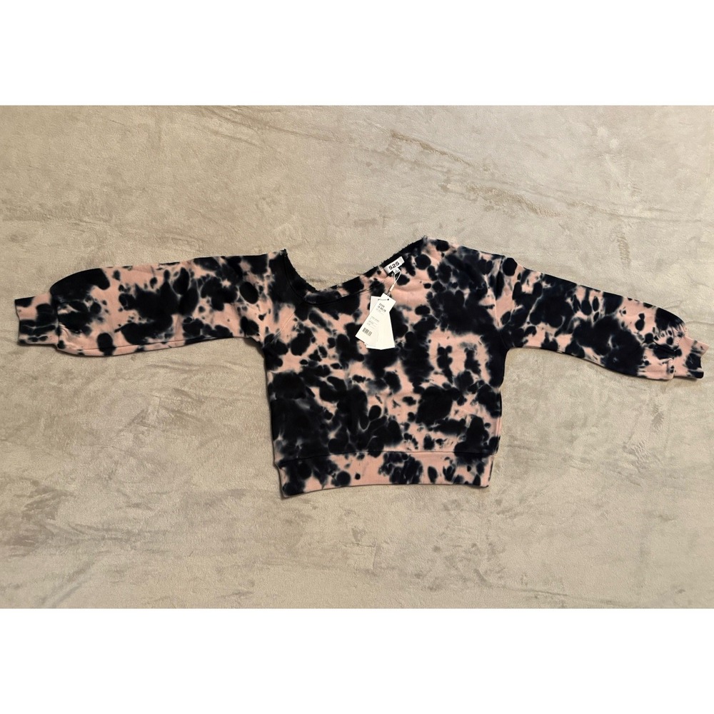 525 Revolve Tie Dye Off Shoulder Sweatshirt Pink‎ Black Women's S Style FA21K016